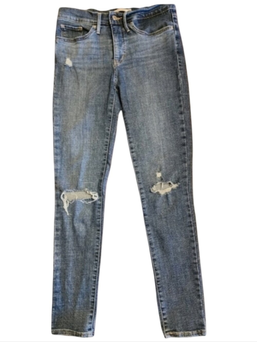 Levi's 311 Shaping Skinny Jeans Size 28 Distressed Ripped Knee Mid Rise Denim